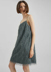 Biarritz Fringed Mini Dress - Storm Grey