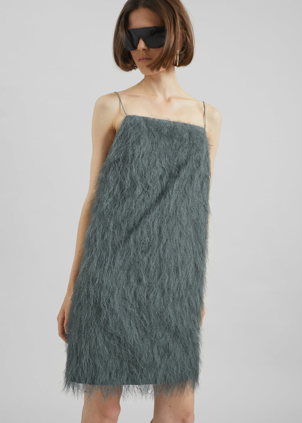 Biarritz Fringed Mini Dress - Storm Grey