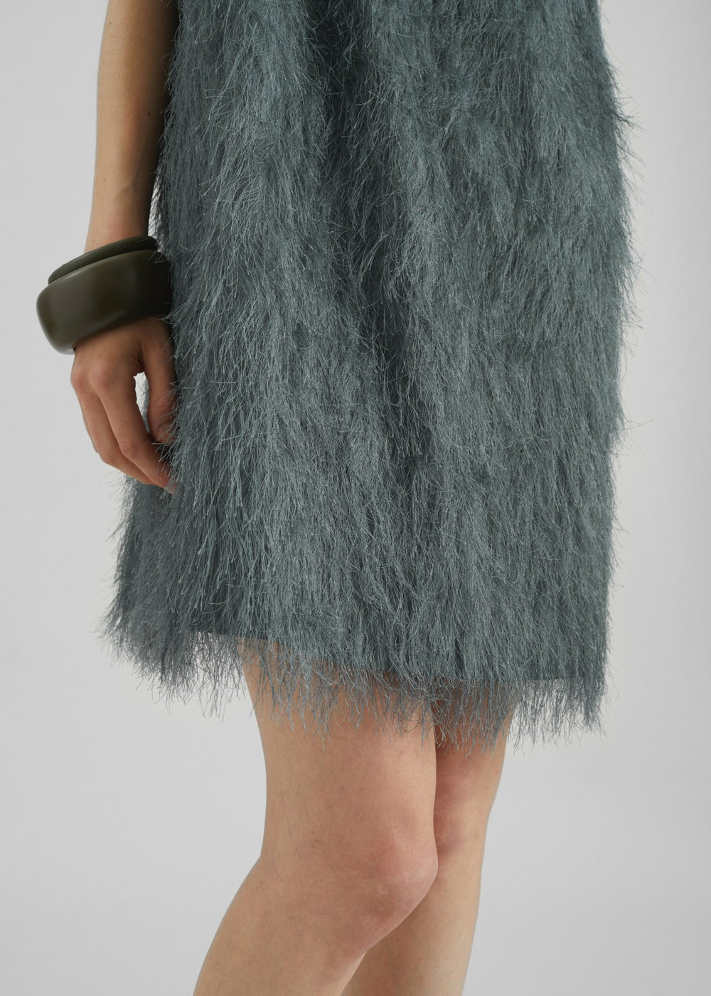 Biarritz Fringed Mini Dress - Storm Grey