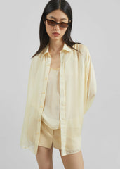 Oria Sheer Silk Chiffon Tank - Pale Yellow