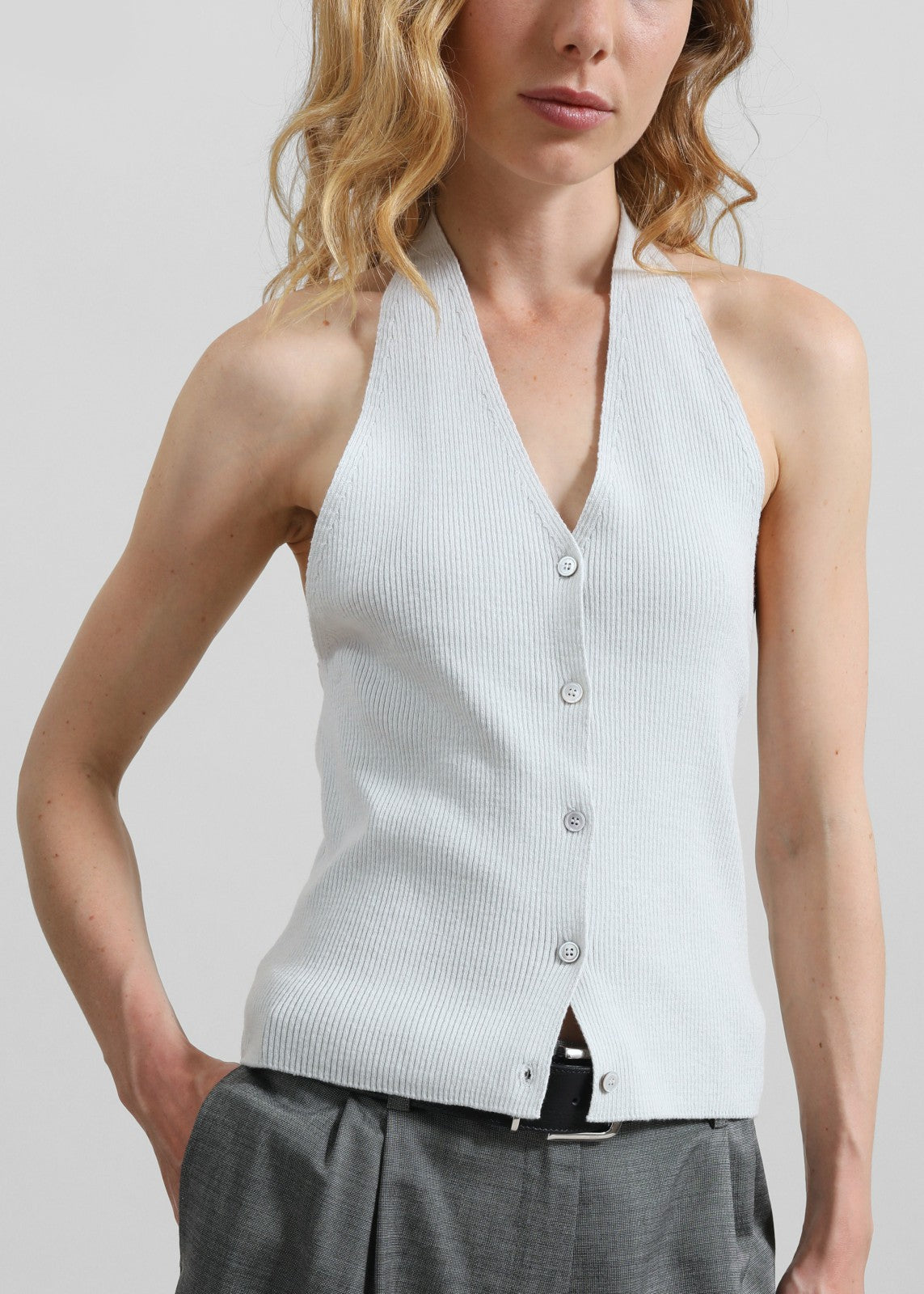 Himi Knit Halter Top - Stone