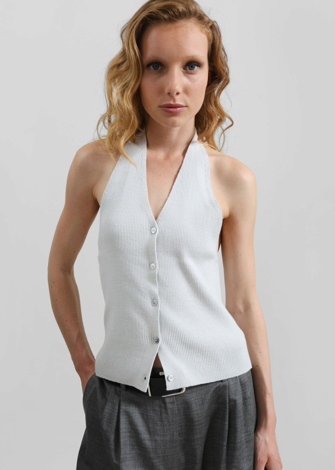 Himi Knit Halter Top - Stone