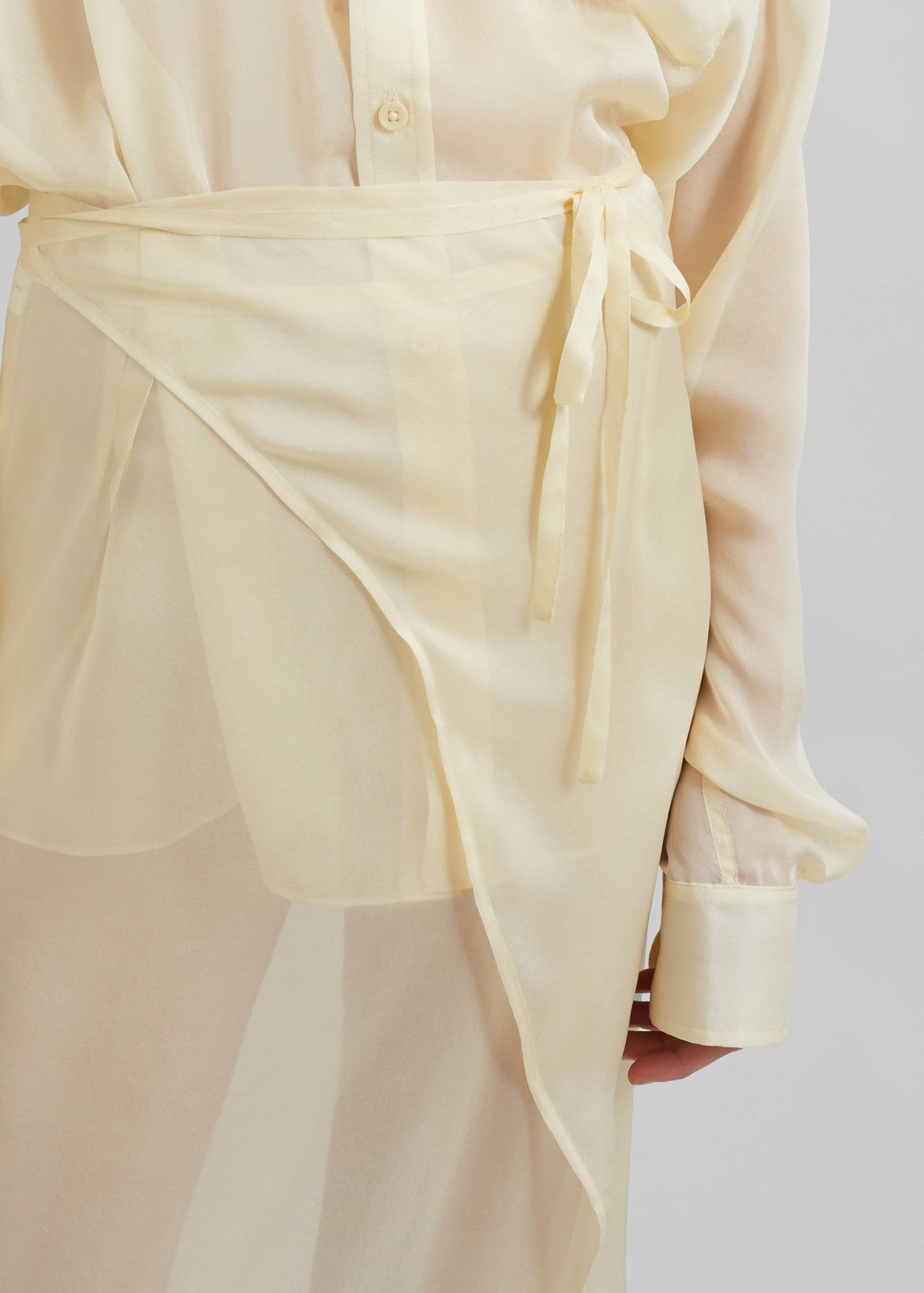 Oria Sheer Silk Chiffon Wrap Skirt - Pale Yellow