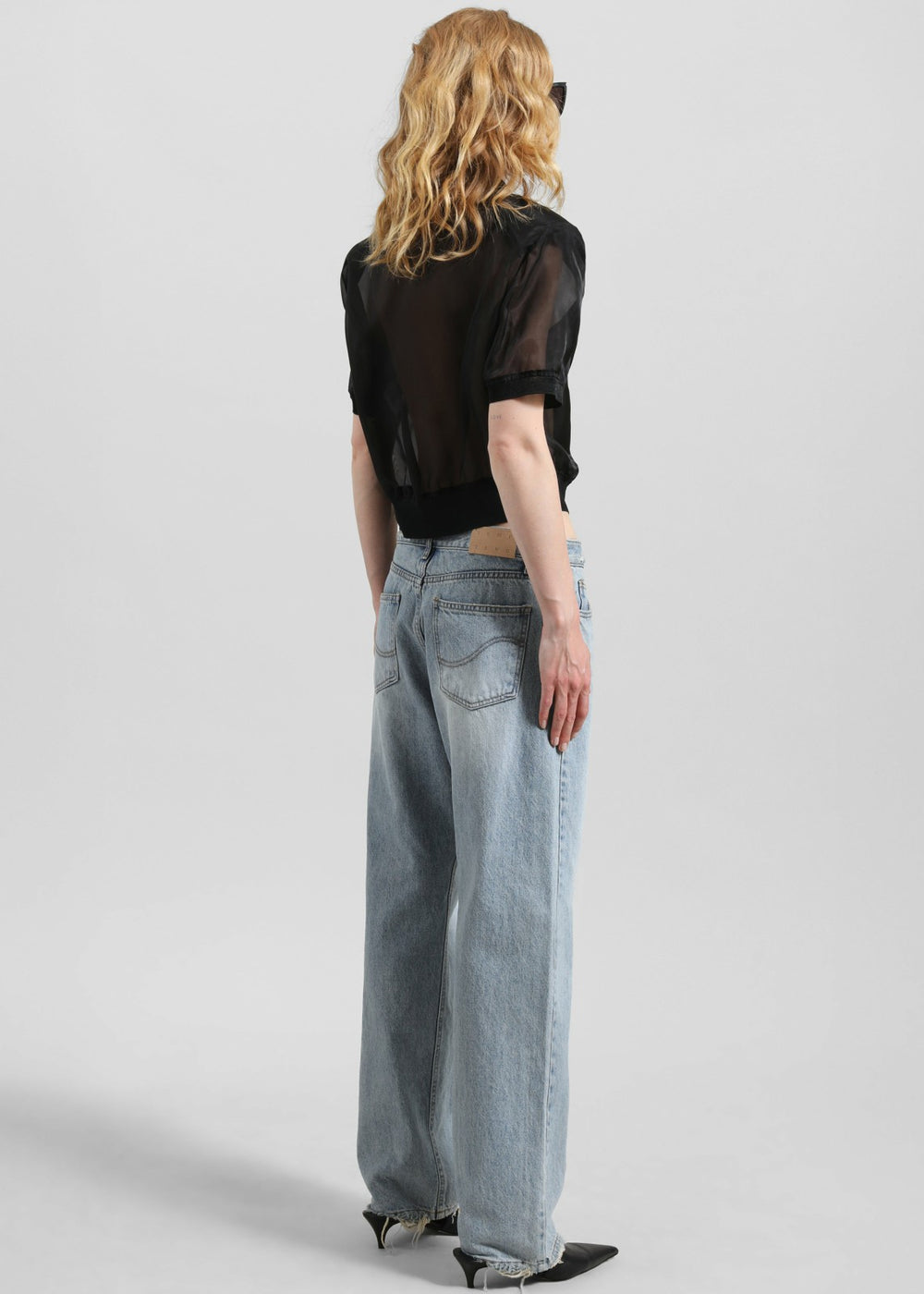 Tavy Cropped Sheer Shirt - Black