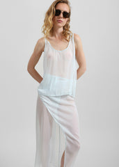 Oria Sheer Silk Chiffon Tank - Pale Blue