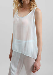 Oria Sheer Silk Chiffon Tank - Pale Blue