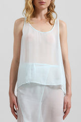 Oria Sheer Silk Chiffon Tank - Pale Blue