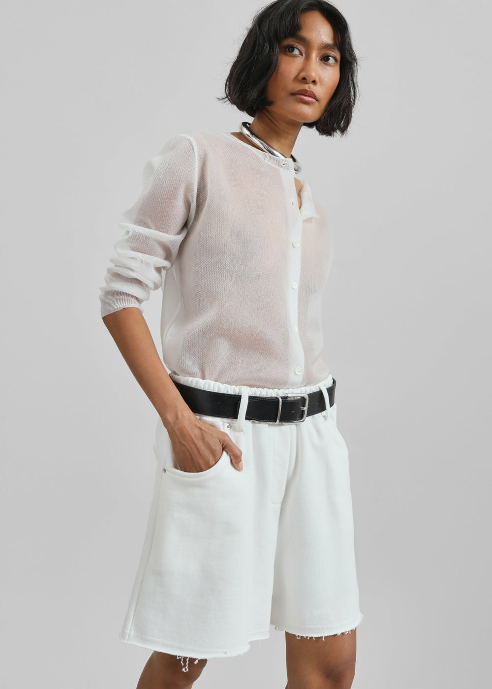 Soria Cotton Shorts - White