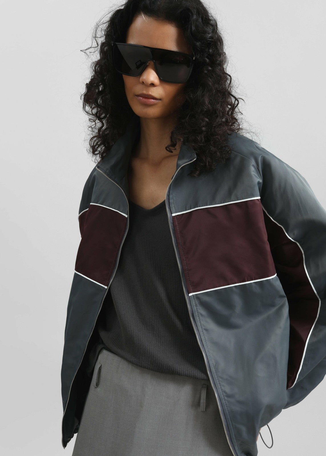 Treviso Colorblock Track Jacket - Slate Grey