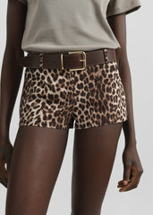 Roma Leopard Print Hot Pants - Brown