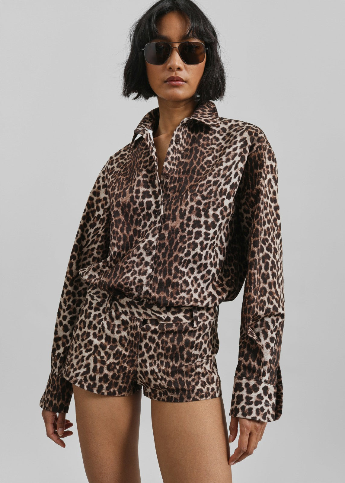 Roma Leopard Print Hot Pants - Brown