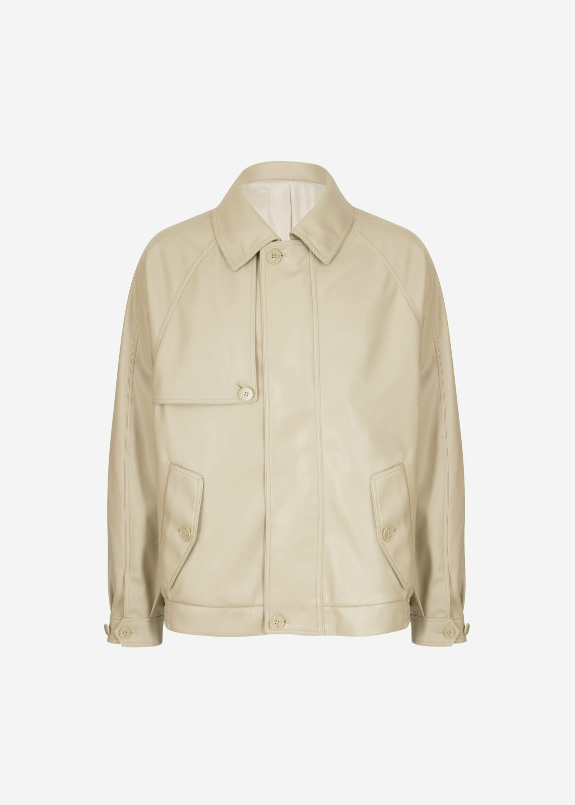 Roisin Faux Leather Jacket - Beige