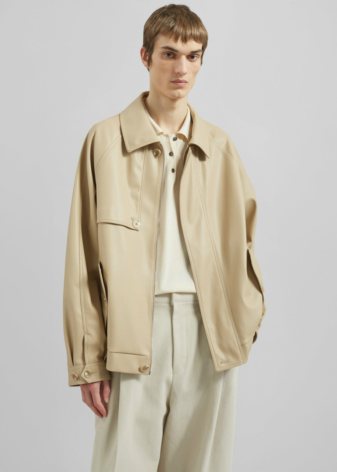 Roisin Faux Leather Jacket - Beige
