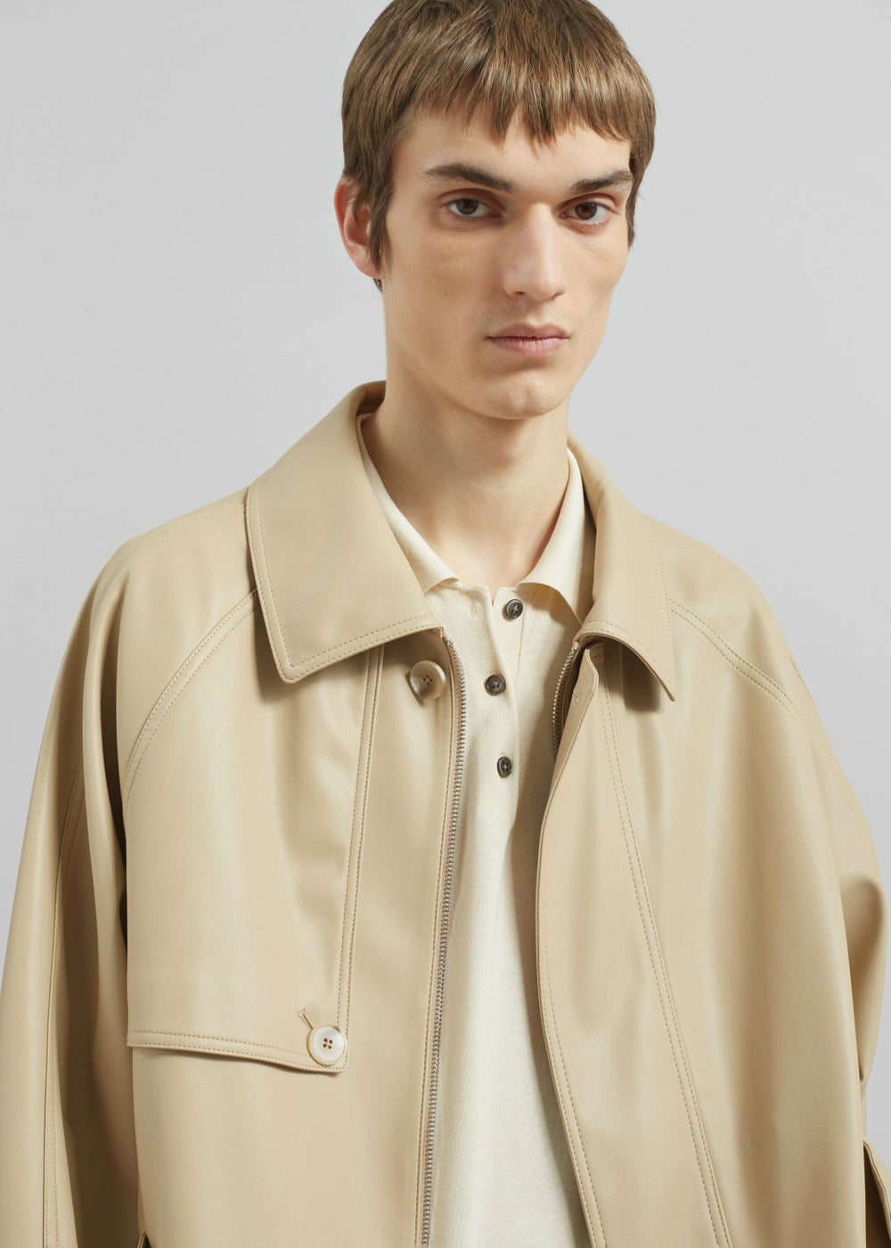 Roisin Faux Leather Jacket - Beige