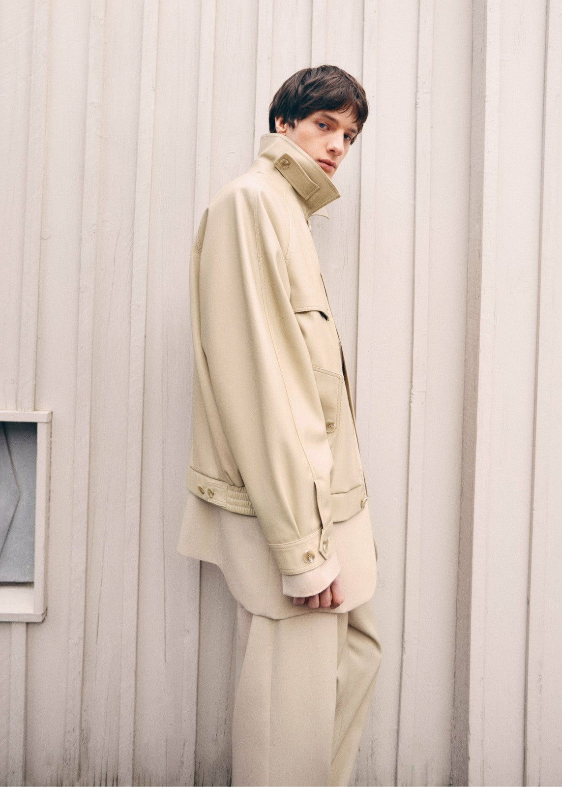 Roisin Faux Leather Jacket - Beige