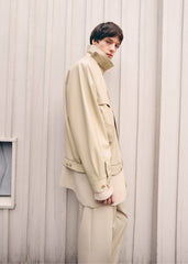 Roisin Faux Leather Jacket - Beige