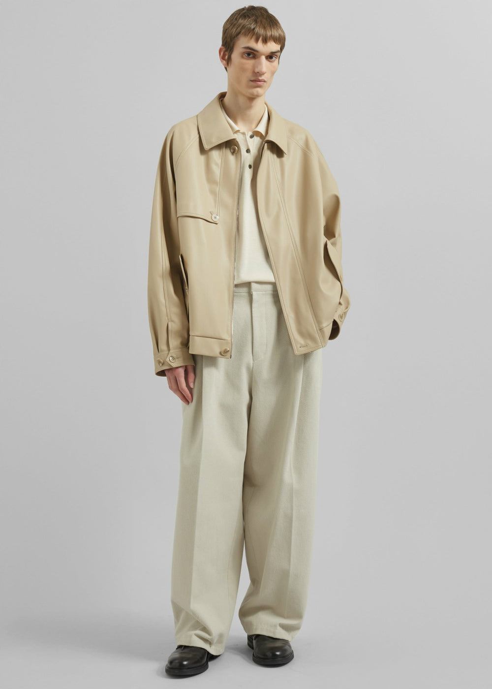 Roisin Faux Leather Jacket - Beige