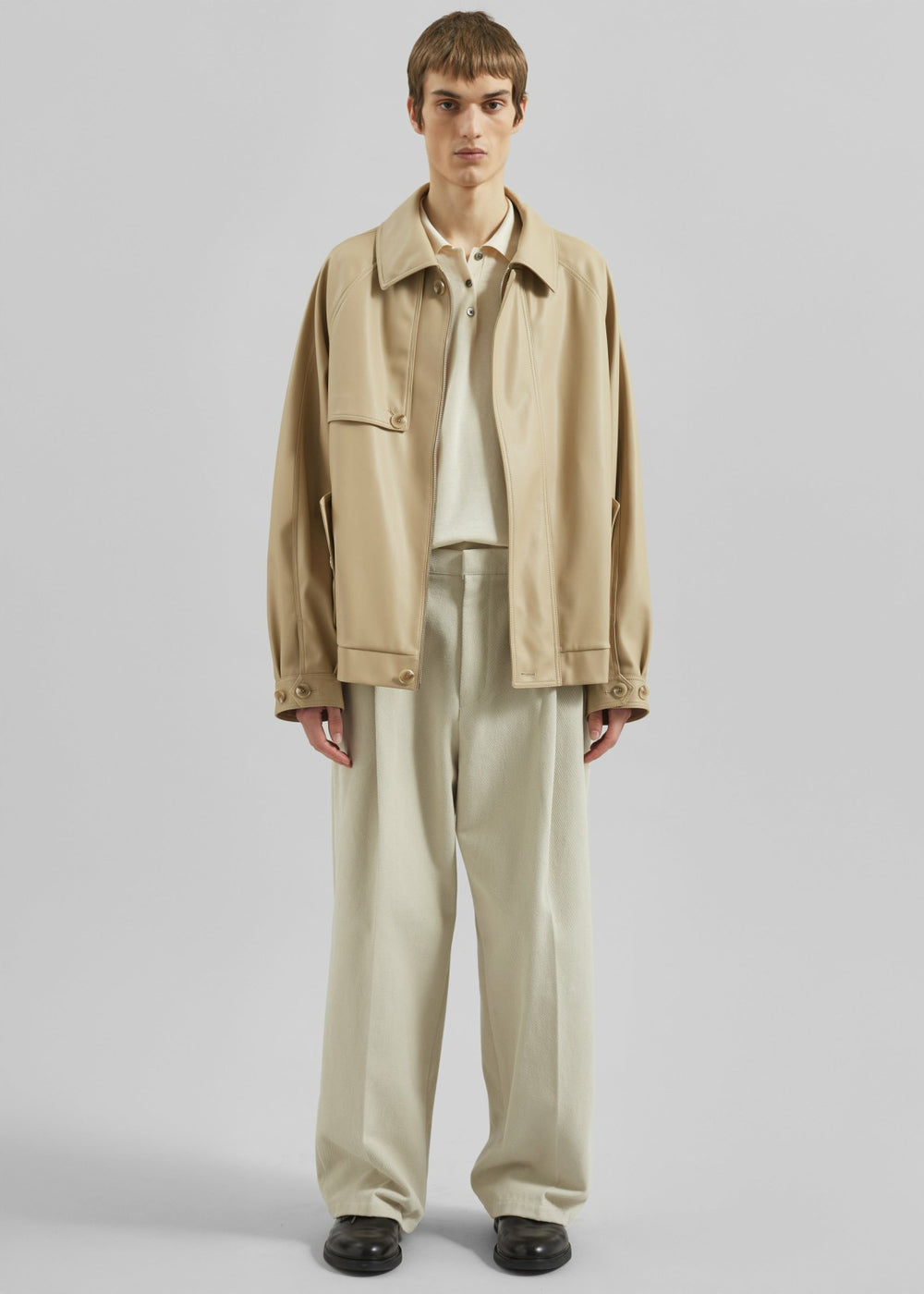 Roisin Faux Leather Jacket - Beige