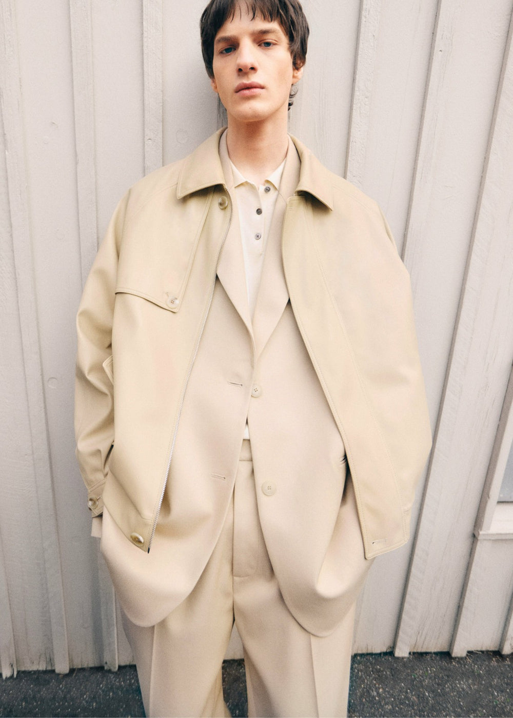 Roisin Faux Leather Jacket - Beige