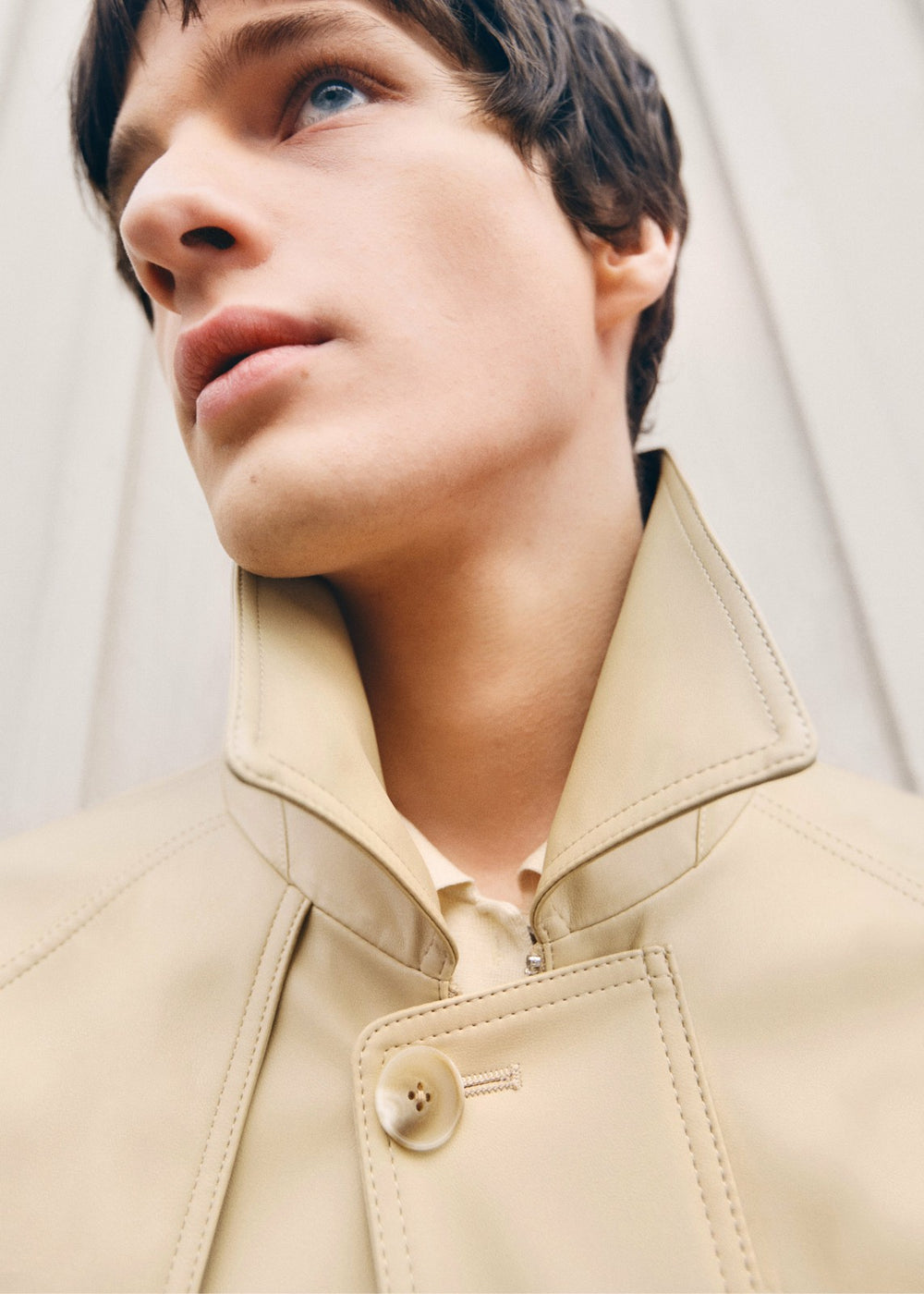 Roisin Faux Leather Jacket - Beige