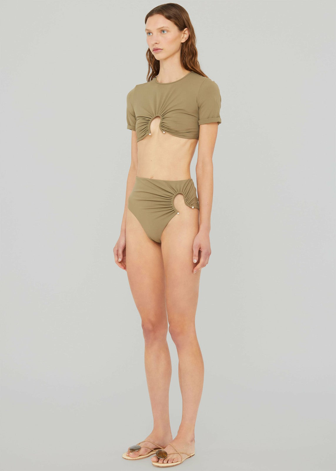 Christopher Esber Ruched Crescent Swim Tee - Eucalypt