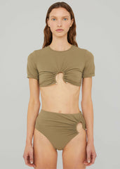 Christopher Esber Ruched Crescent Swim Tee - Eucalypt