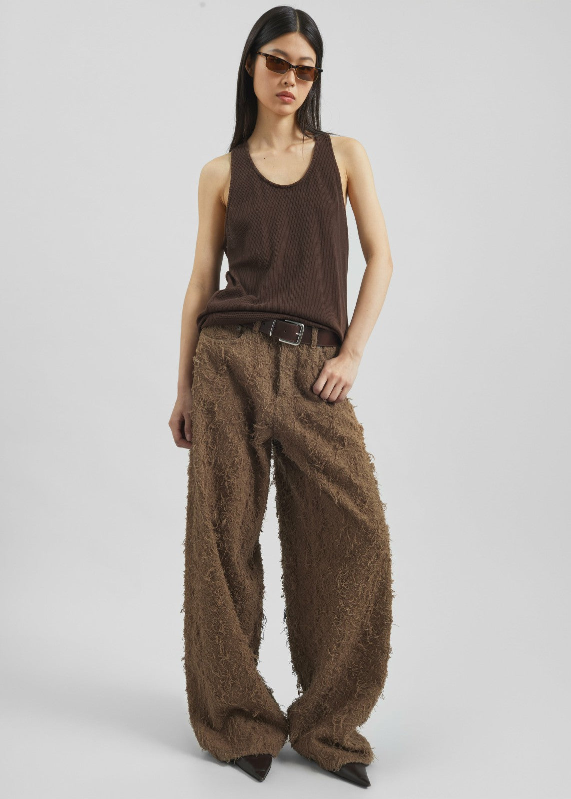 Haikure Bethany Fur Denim Pants - Camel