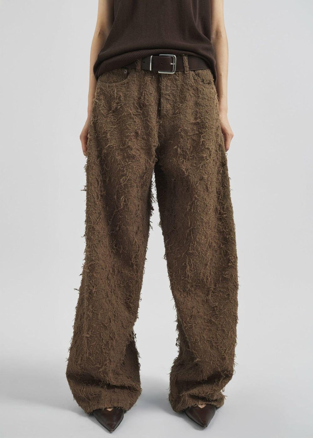 Haikure Bethany Fur Denim Pants - Camel