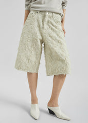 Haikure New Becky Fur Denim Shorts - Ecru