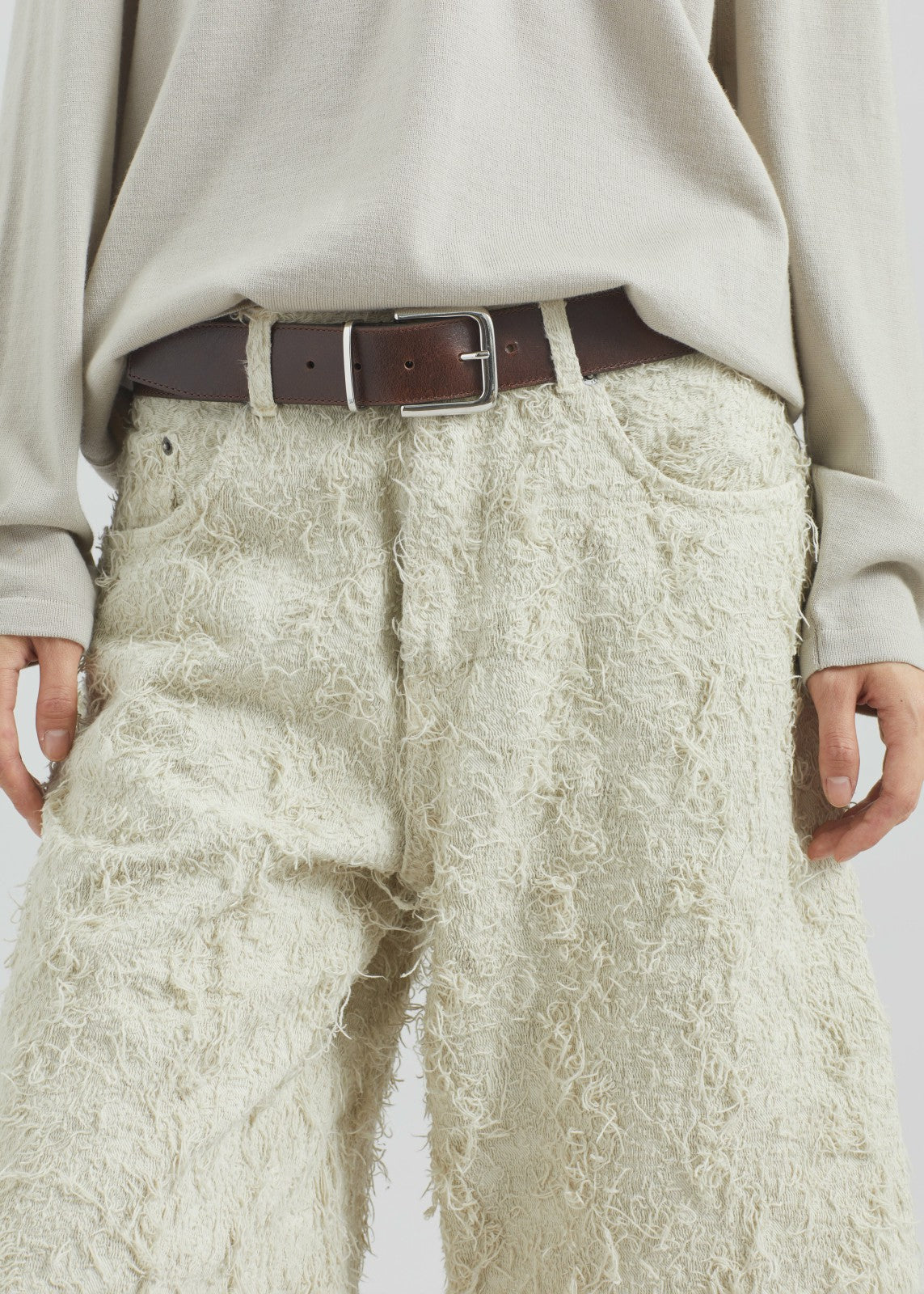 Haikure New Becky Fur Denim Shorts - Ecru