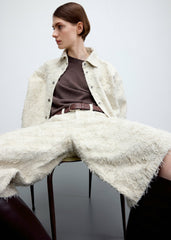 Haikure New Becky Fur Denim Shorts - Ecru