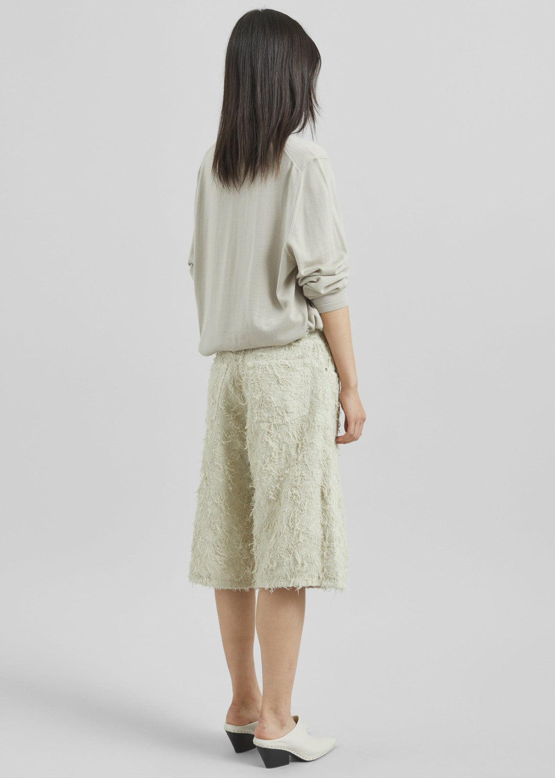 Haikure New Becky Fur Denim Shorts - Ecru