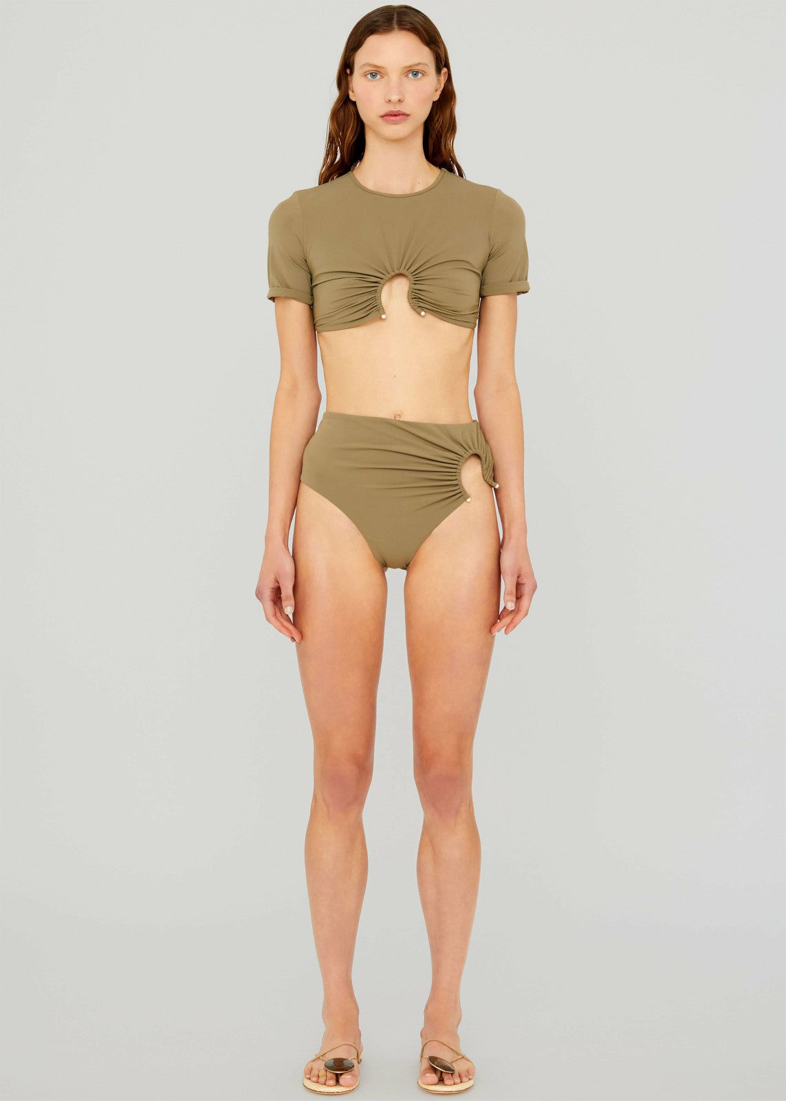 Christopher Esber Ruched Crescent High Briefs - Eucalypt