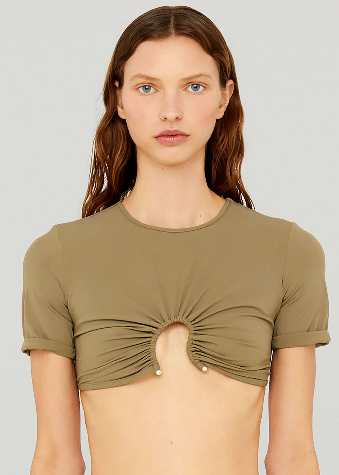 Christopher Esber Ruched Crescent High Briefs - Eucalypt