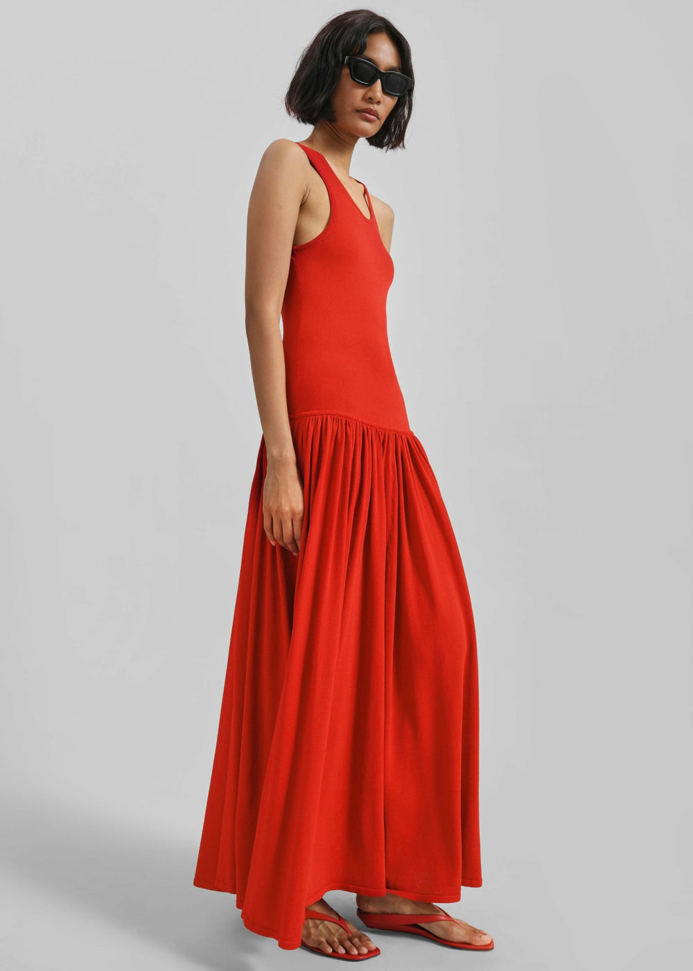 Loulou de Saison Jada Long Jersey Dress - Red