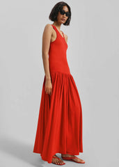Loulou de Saison Jada Long Jersey Dress - Red
