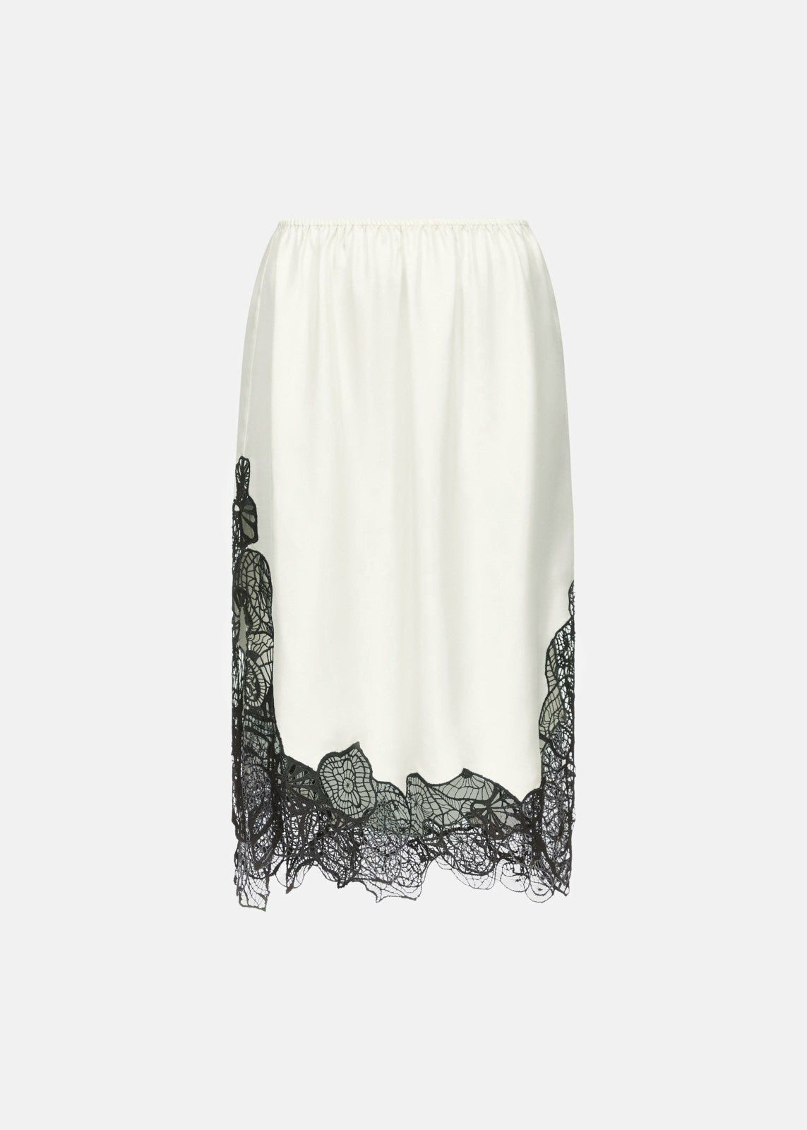 Loulou de Saison Mia Silk Lace Skirt - Ivory/Black
