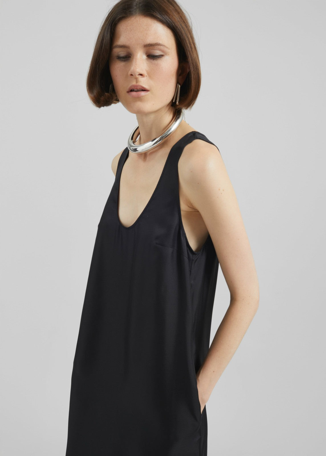 Loulou de Saison Nada Silk Long Dress - Black