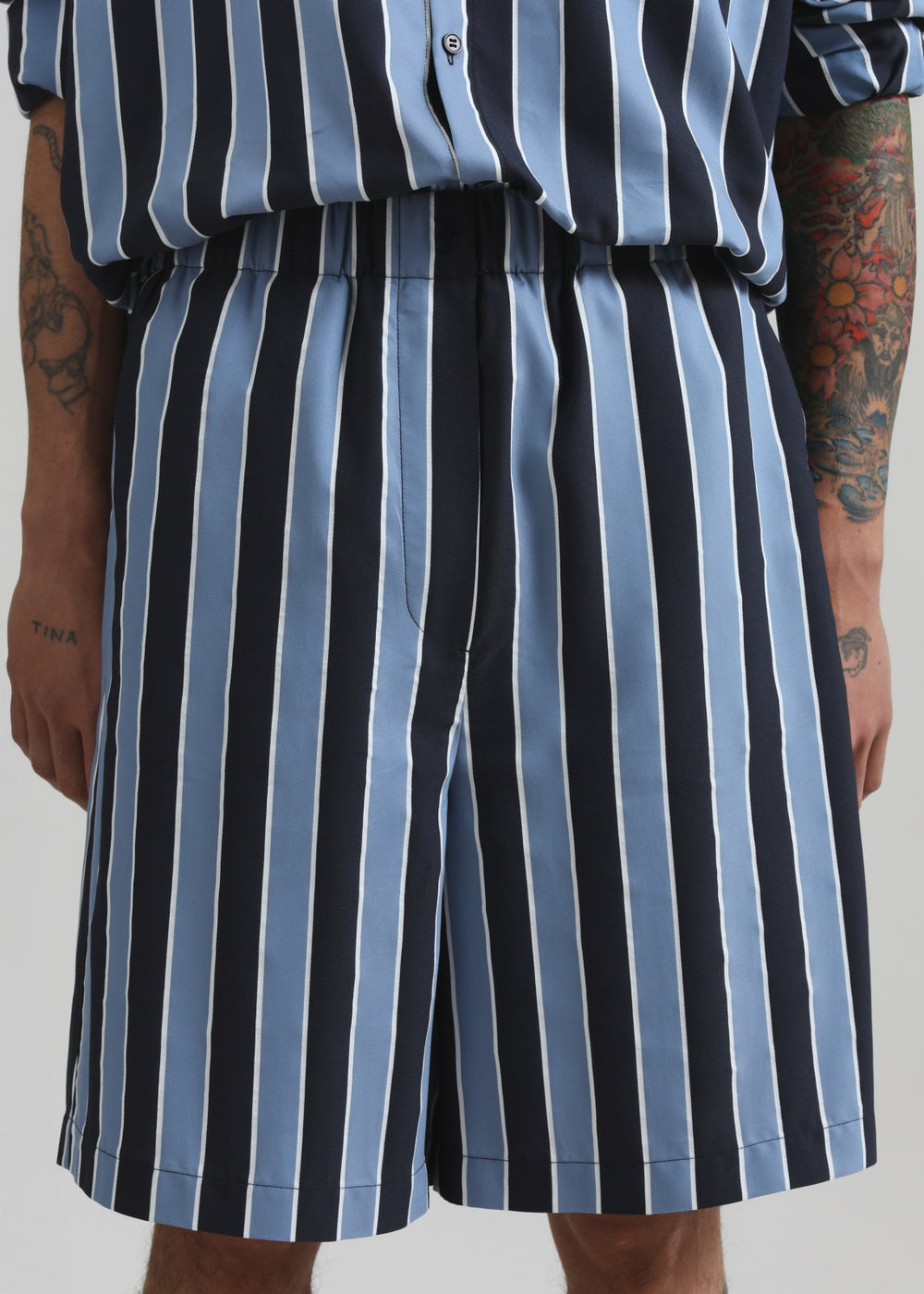 Matthias Striped Bermuda Shorts - Navy Stripe