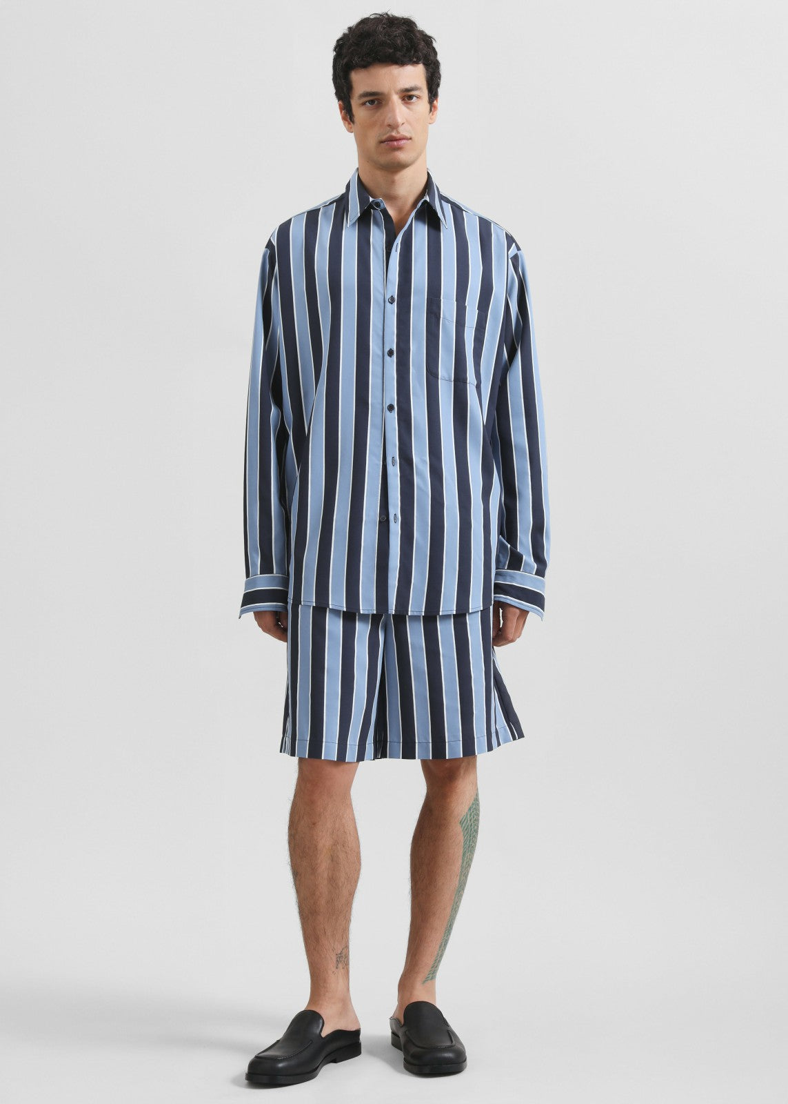Matthias Striped Bermuda Shorts - Navy Stripe