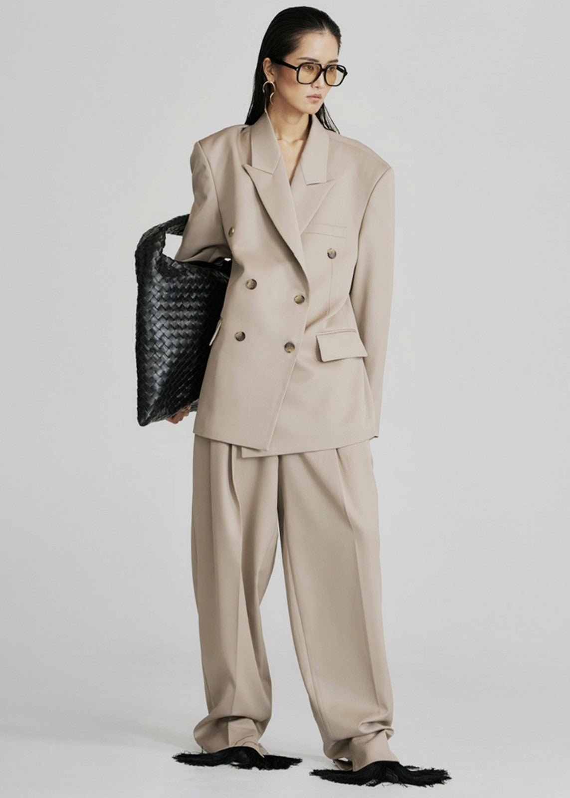 Dunbar Double-Breasted Blazer - Taupe