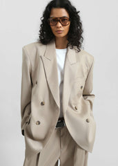 Dunbar Double-Breasted Blazer - Taupe
