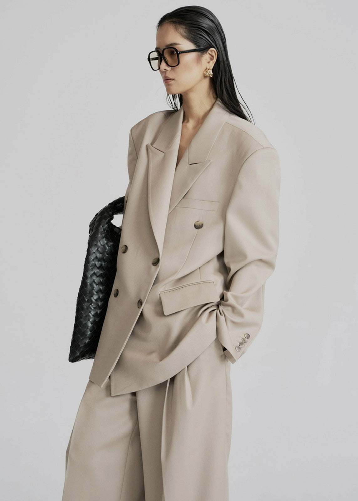 Dunbar Double-Breasted Blazer - Taupe