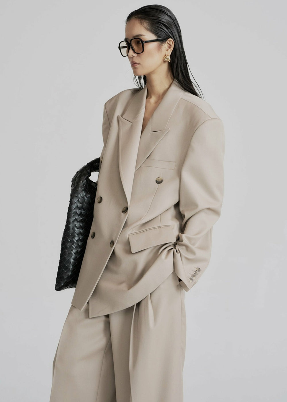 Dunbar Double-Breasted Blazer - Taupe