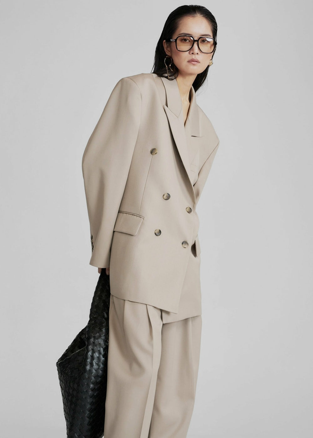 Dunbar Double-Breasted Blazer - Taupe