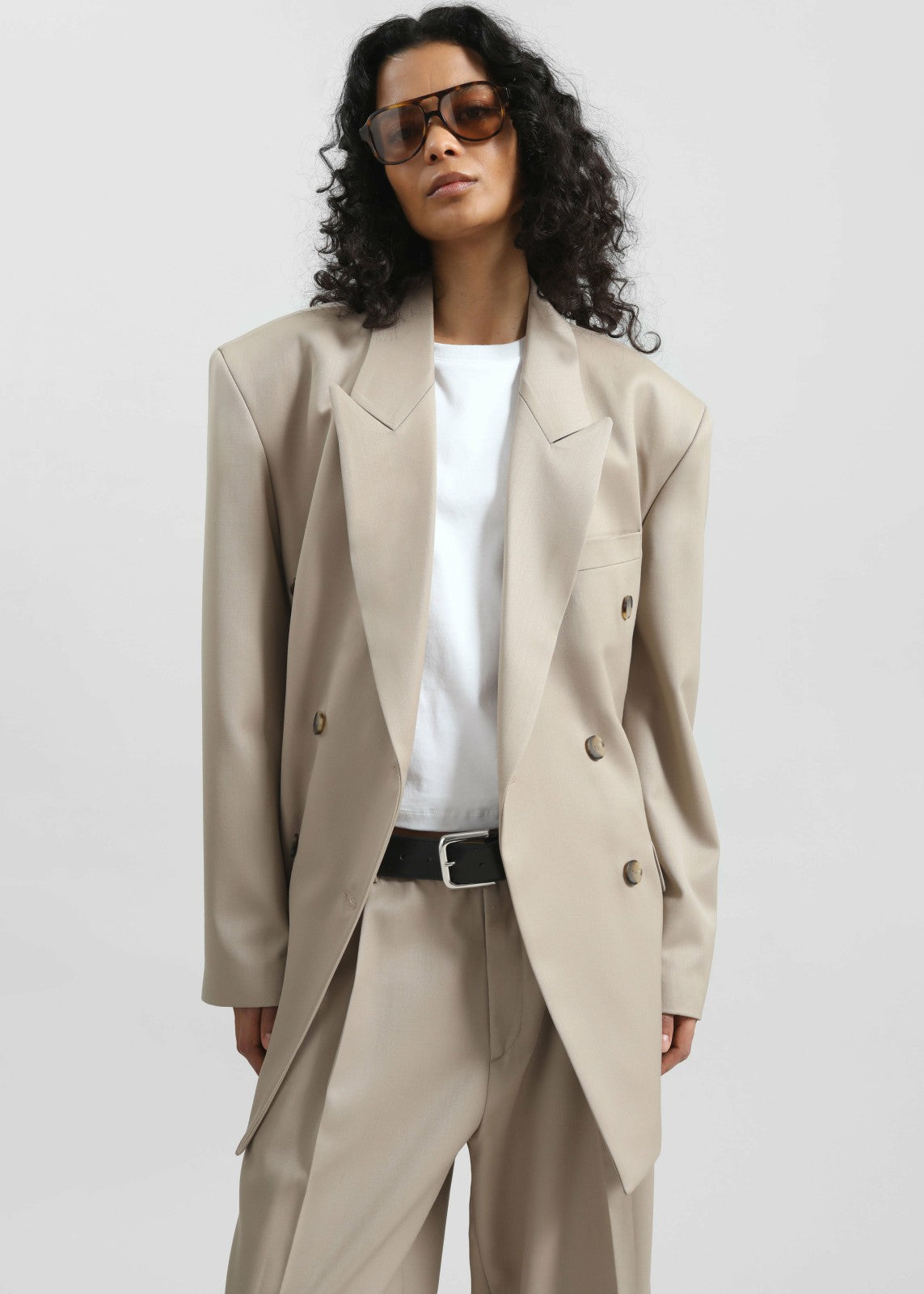 Dunbar Double-Breasted Blazer - Taupe