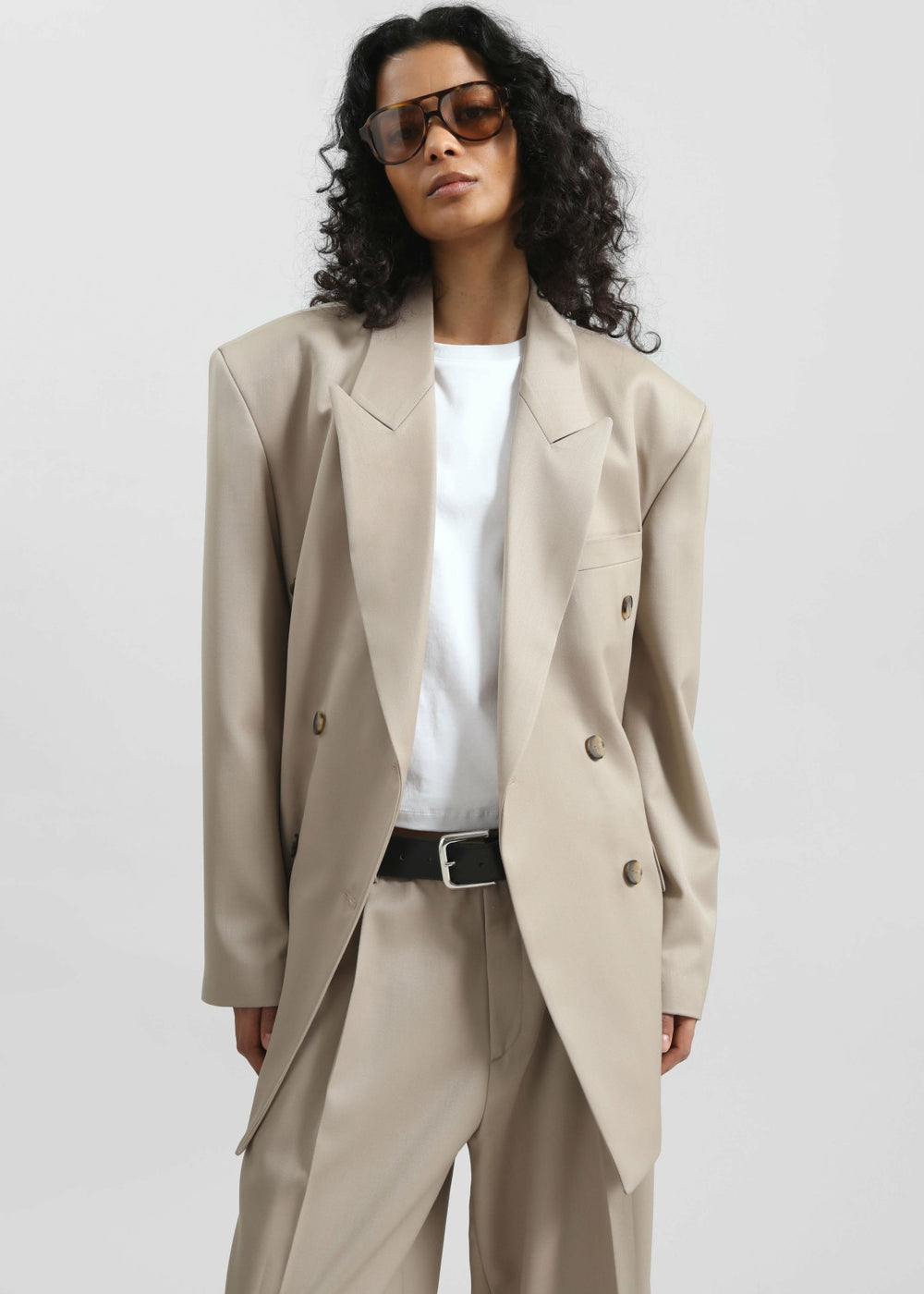 Dunbar Double-Breasted Blazer - Taupe