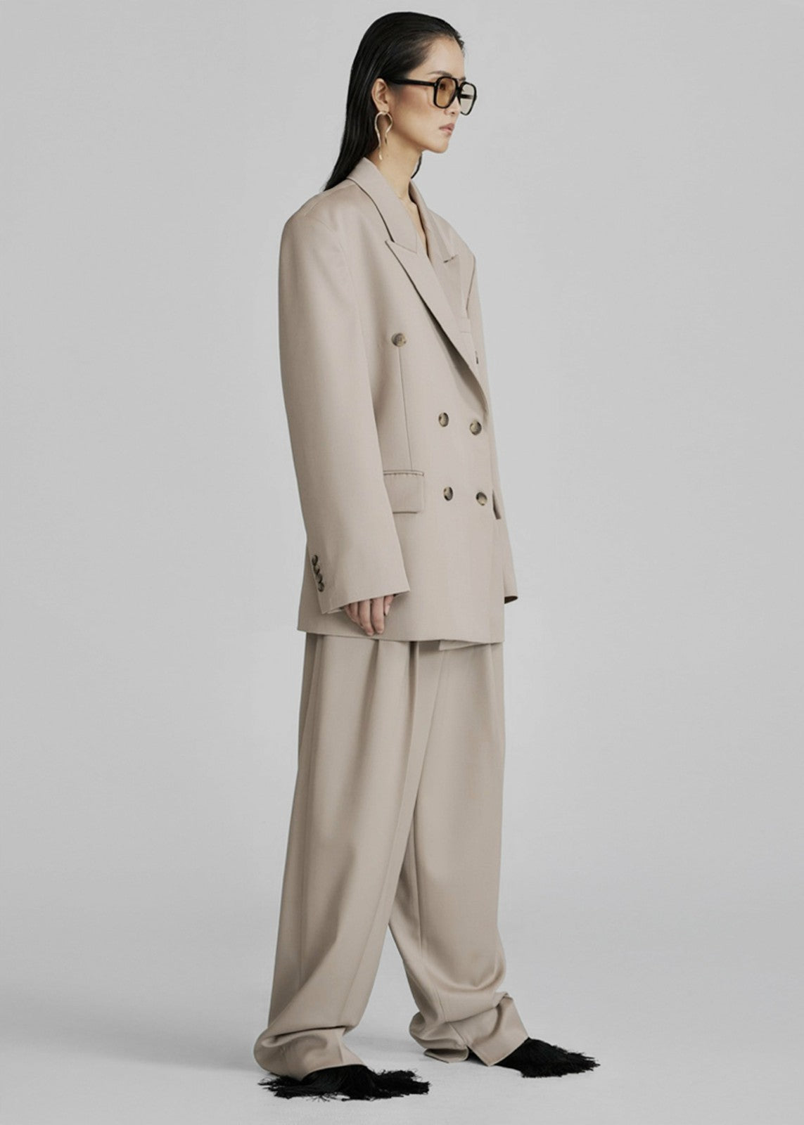 Dunbar Double-Breasted Blazer - Taupe