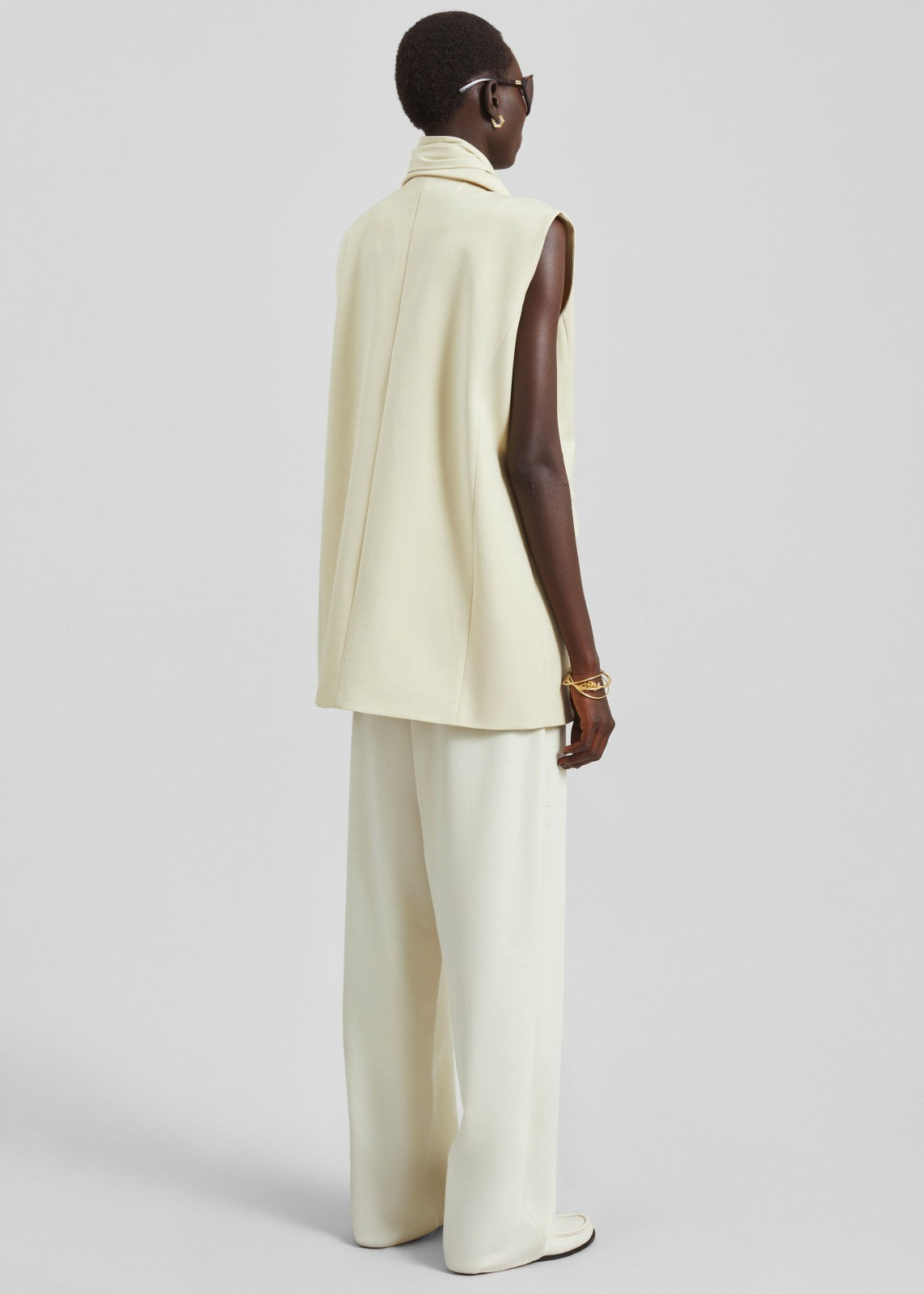 Daven Sleeveless Scarf Blazer - Cement