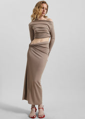 Margot Asymmetric Skirt - Mocha